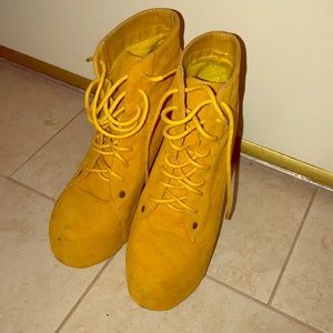 Mustard ankle booties